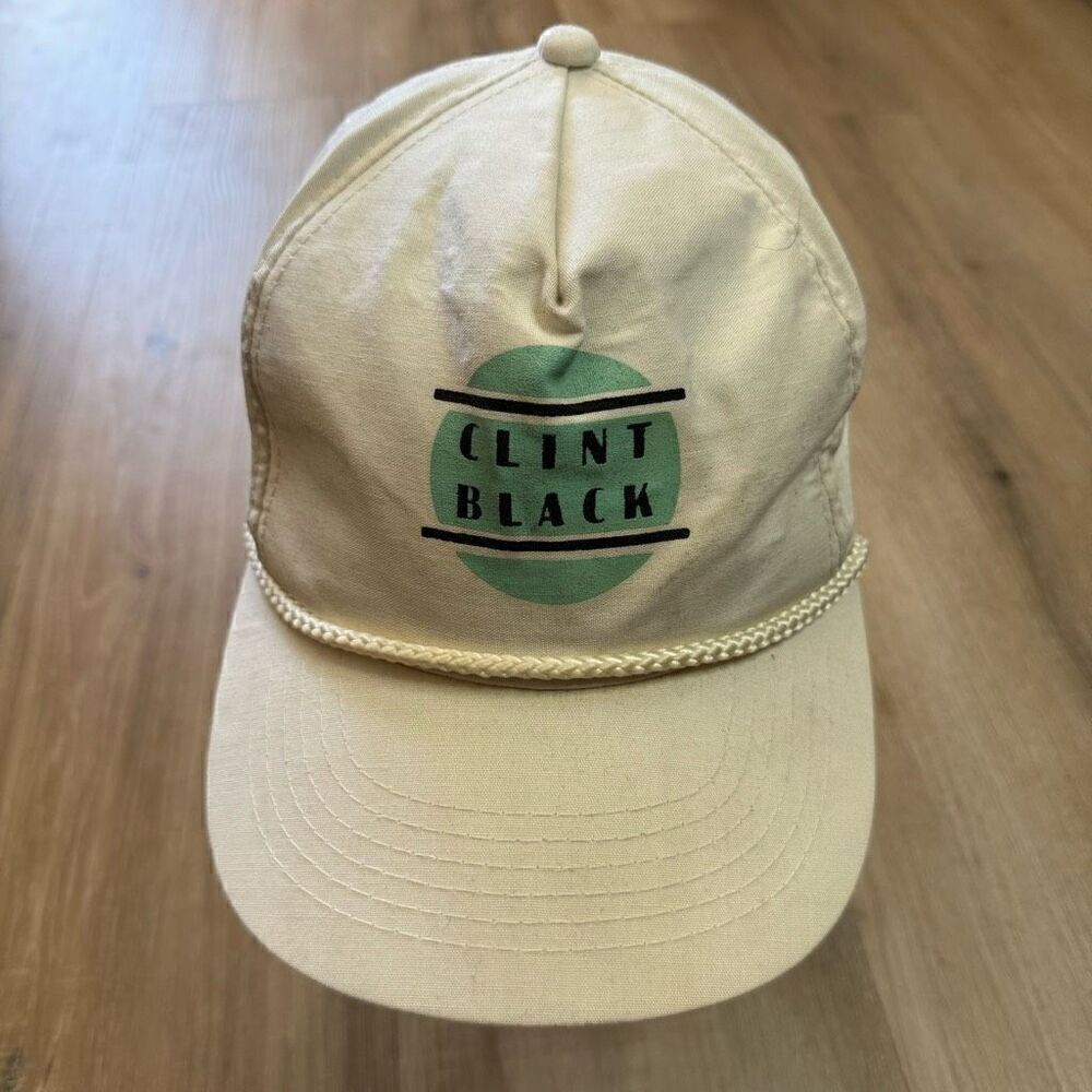 90's Clint Black One Size Snapback Baseball Cap White Rope Trim Country Music